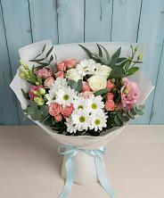 Букет цветов из:  Розы, Лизиантусы и Хризантемы в Усолье