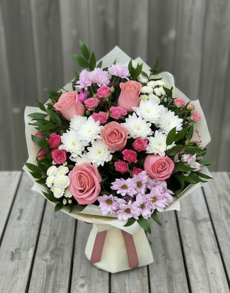 Букет цветов из: Альстромерии, Гвоздики, Розы и Хризантемы в Усолье
