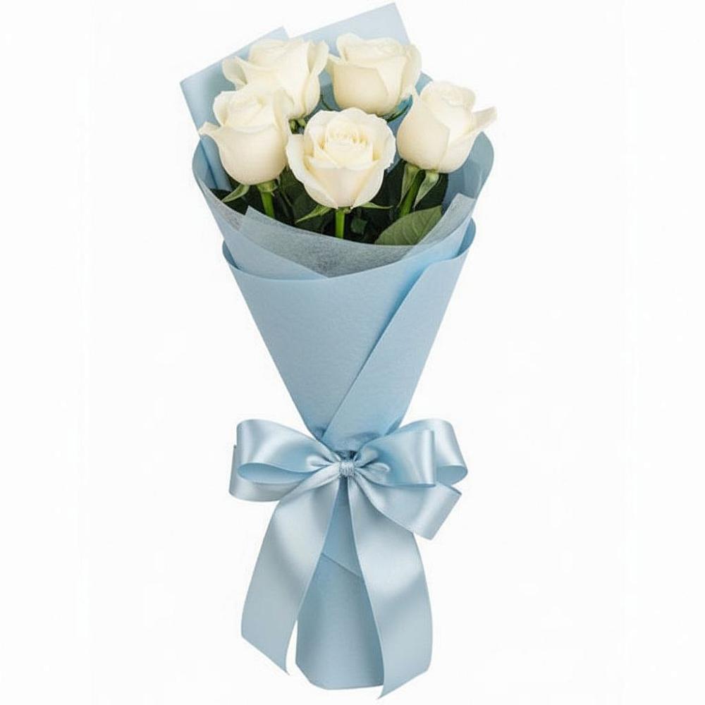 Букет 5 Белых роз Проуд в Усолье