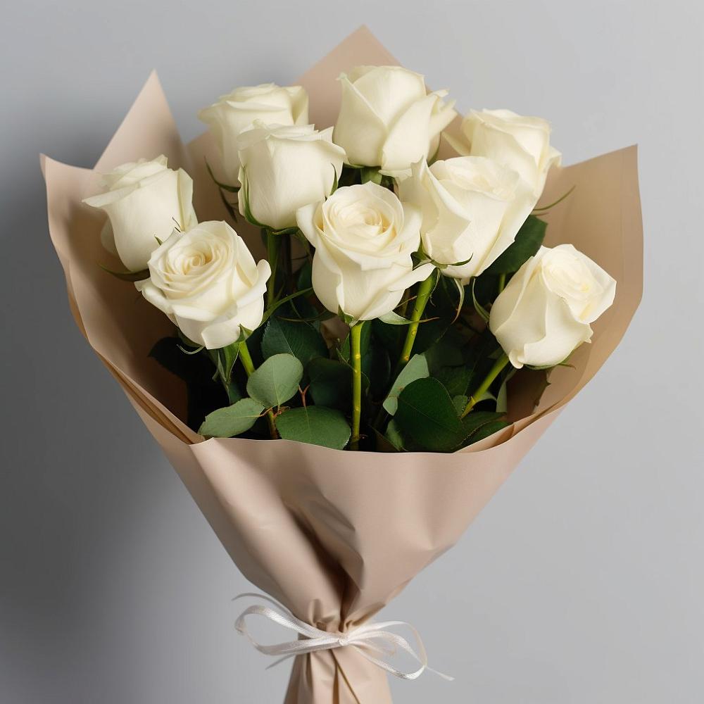Букет 9 Белых роз Эдлесс Лав в Усолье