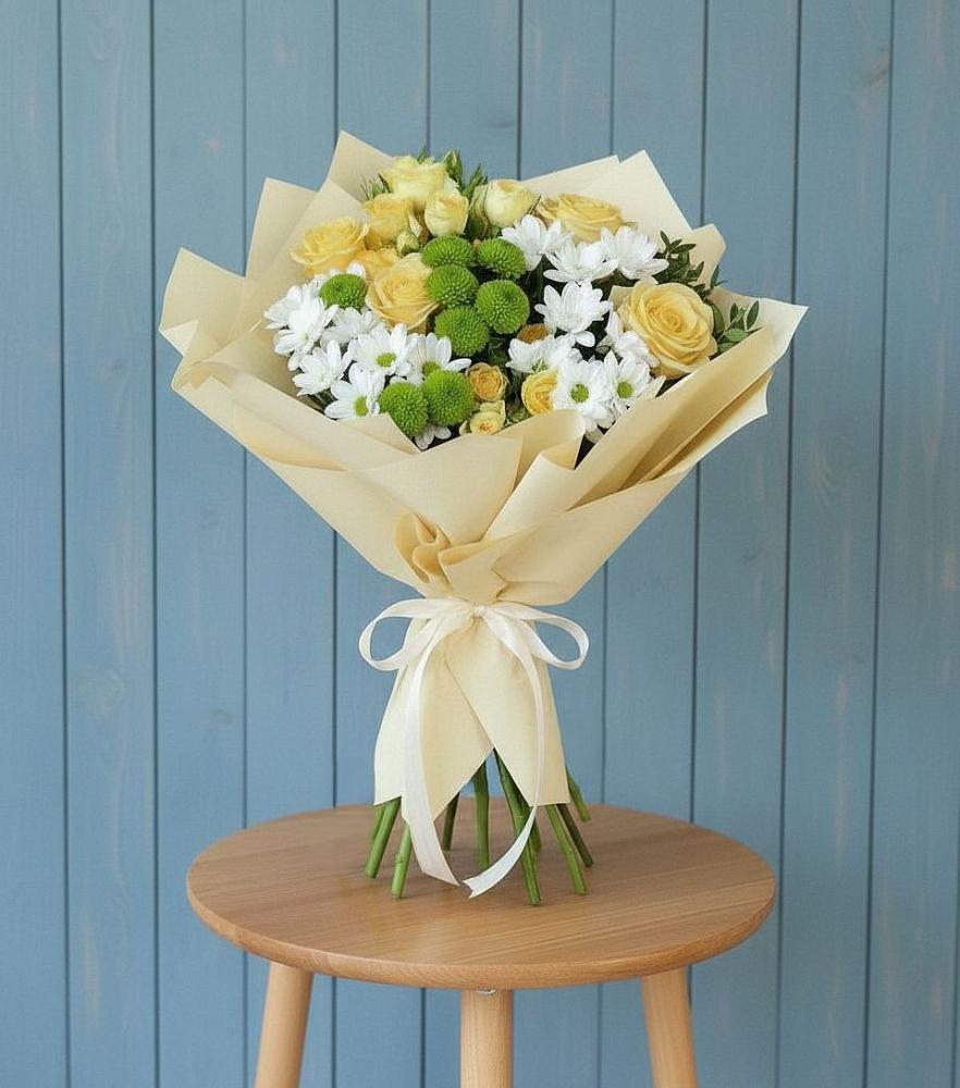 Букет цветов из: Хризантемы и Розы в Усолье