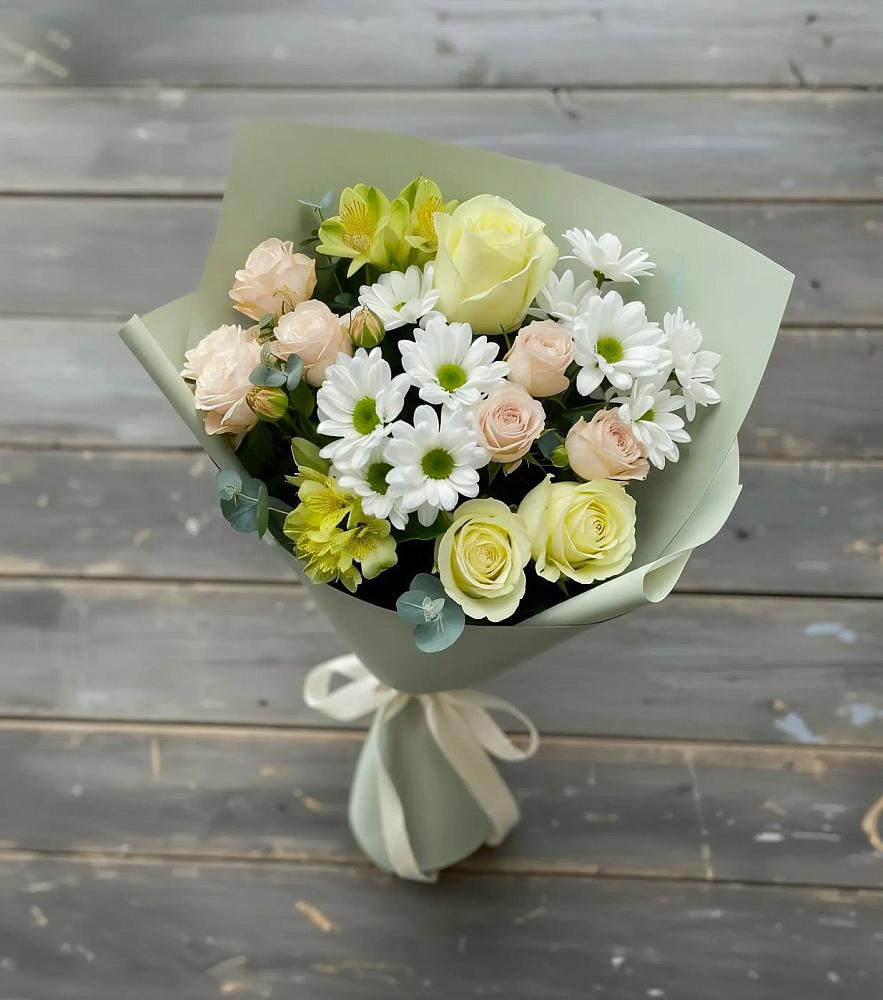 Букет цветов из: Альстромерии, Розы и Хризантемы в Усолье