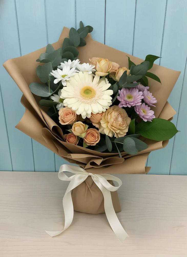 Букет цветов из: Герберы и Хризантемы в Усолье