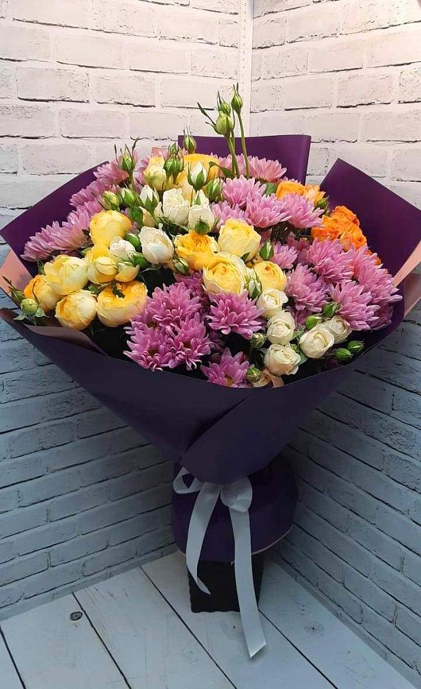 Букет цветов из: Хризантемы и Розы в Усолье