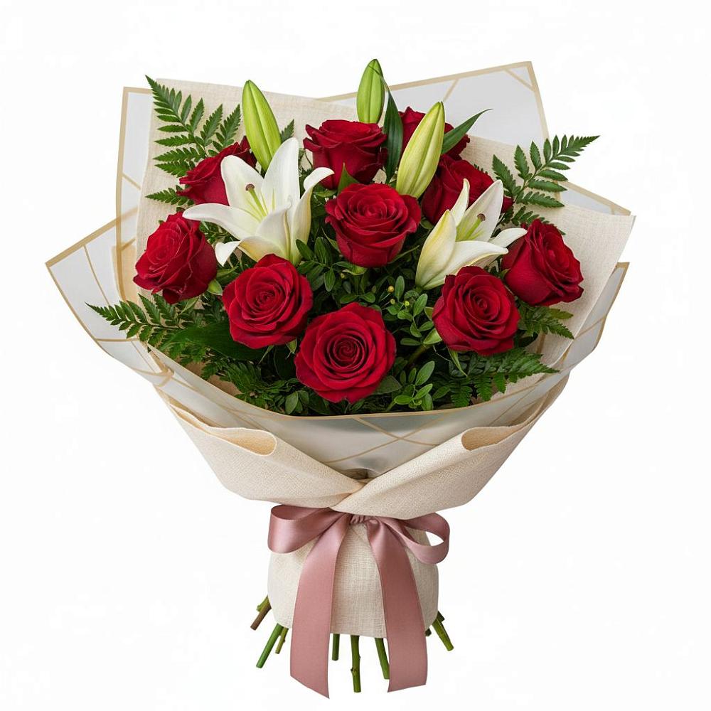 Букет цветов из: Лилии и Розы в Усолье