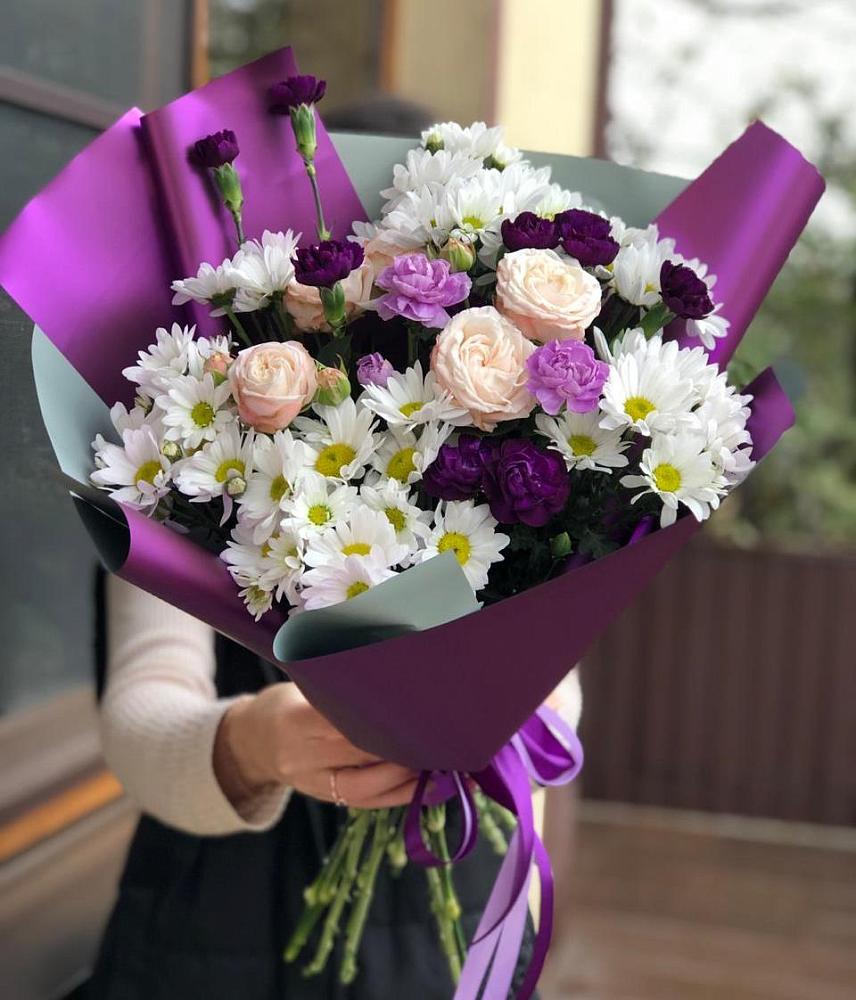 Букет цветов из: Хризантемы, Гвоздики и Розы в Усолье