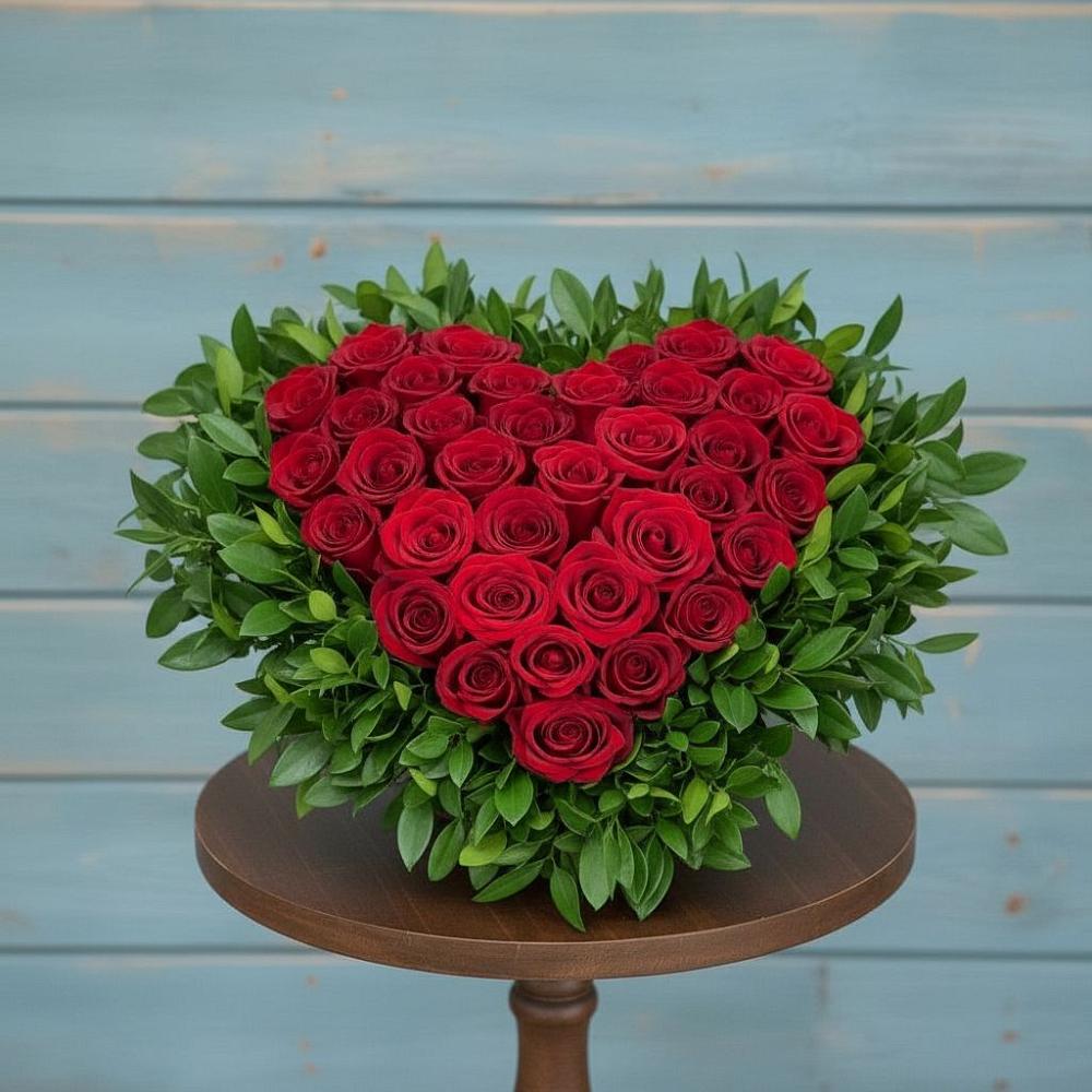 Цветочная композиция из Розы в виде сердца в Усолье