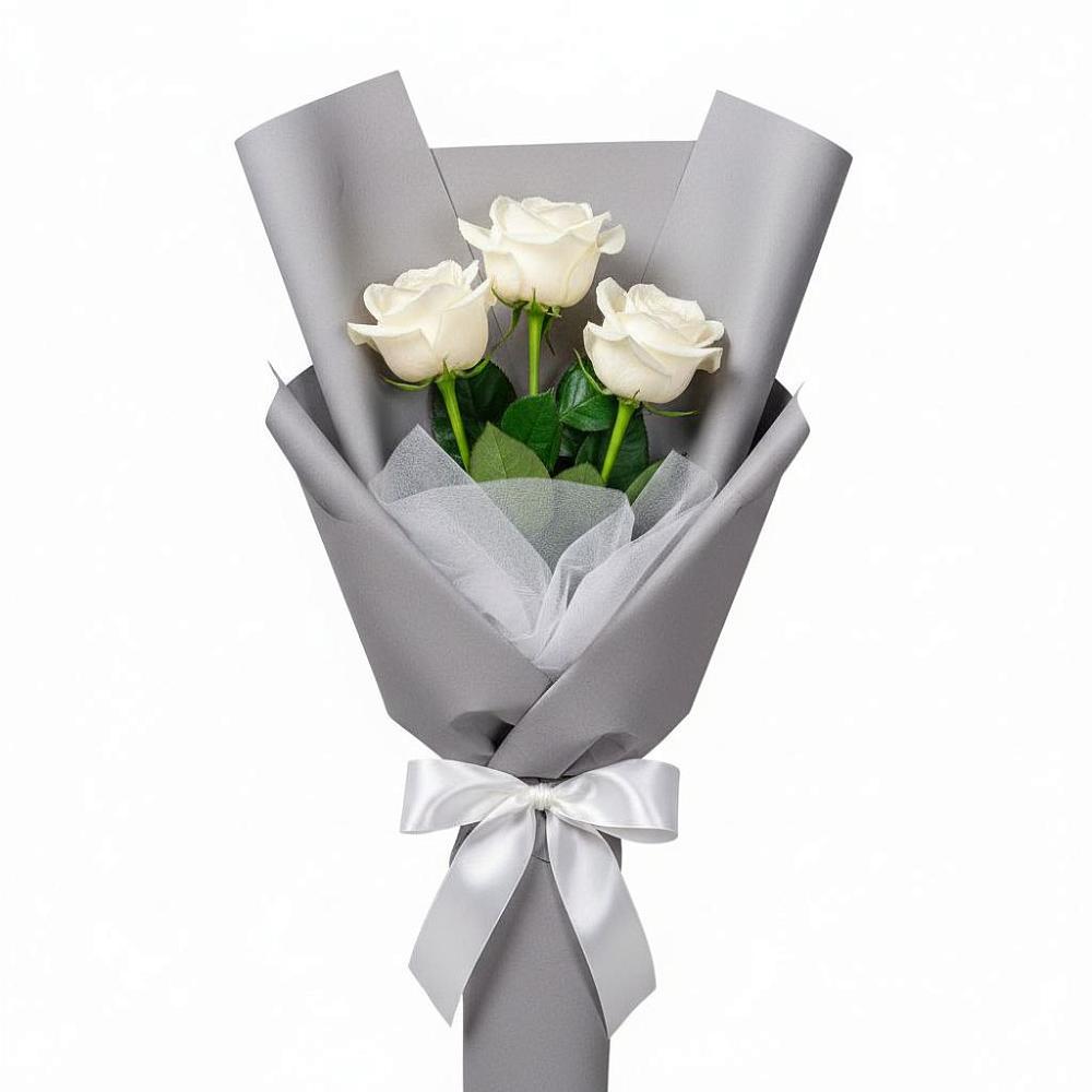 Букет 3 белые розы в Усолье