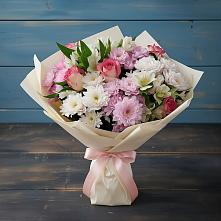 Букет цветов из:  Хризантемы, Альстромерии и Розы в Усолье