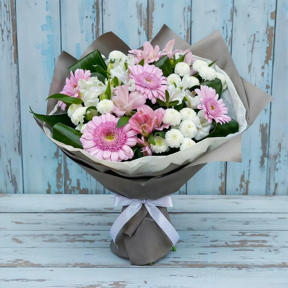 Букет цветов из: Герберы, Альстромерии и Хризантемы в Усолье