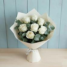 Букет Белые розы в Эвкалипте в Усолье